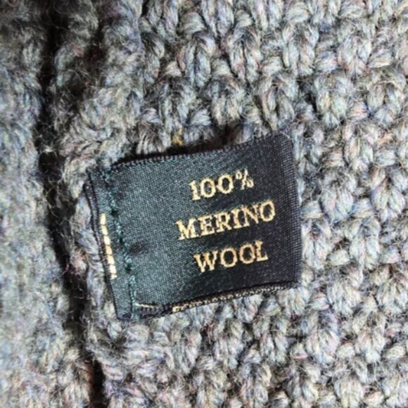 Blarney Wool Cable Knit Fisherman Sweater Cardigan Medium Full Zip Moss Green - Picture 11 of 16